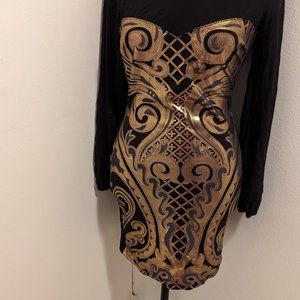 A'GACI Black, Silver & Grey Embellished Mini Dress